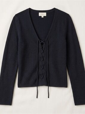 Pinque Black Lace Front Sweater XXL Plus Size Knit Top Long Sleeve NWT